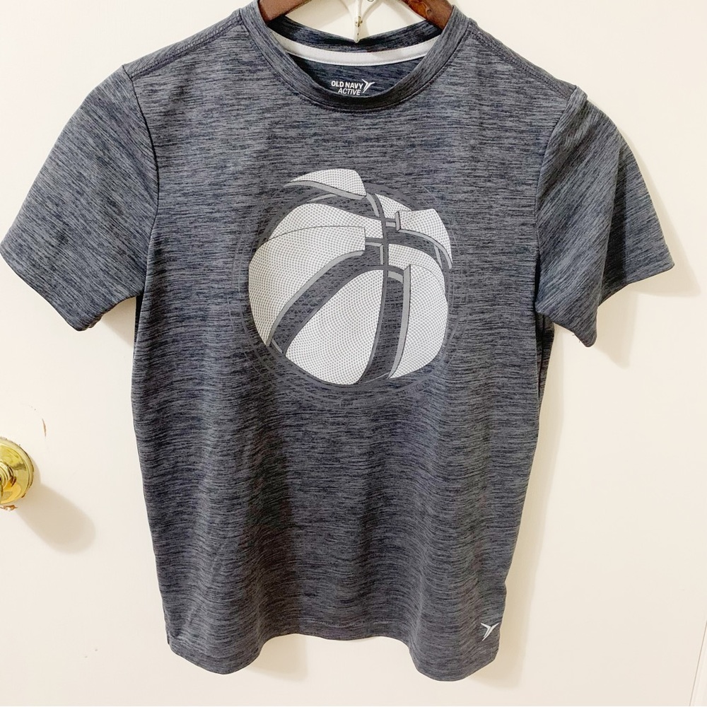 5/$25 Old Navy Kids boys Go-Dry grey active basketball tee shirt large 10-12